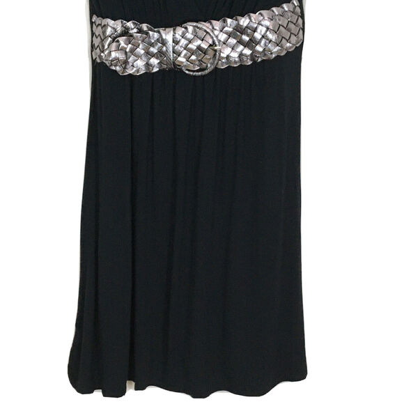 BCBGMAXAZRIA Black Belted Dress Faux Wrap Surplice V-Neck Empire Waist Dress S - Picture 4 of 12